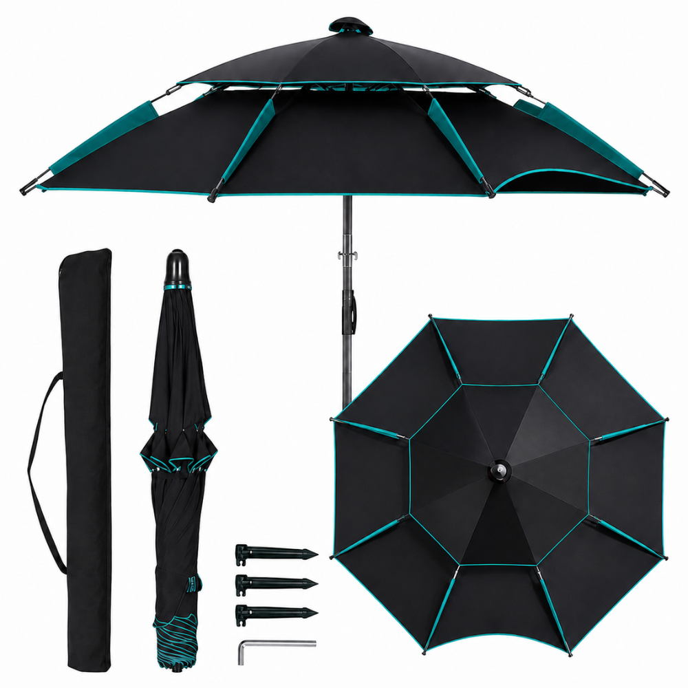 Regulowany parasol ogrodowy 2 m, 2,2 m, 2,4 m Parasol plażowy, wodoodporny, ogrodowy, na taras, kemping, plażę 9