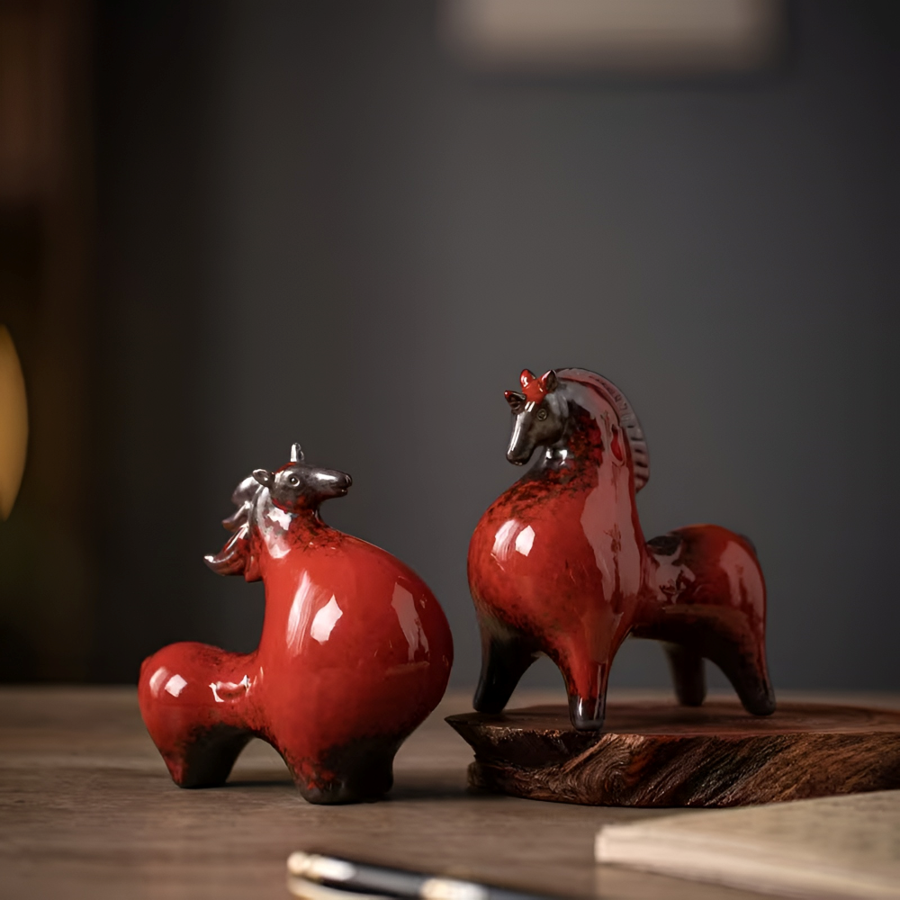 Rustykalne Ceramiczne Ozdoby w Kształcie Konika - Eleganckie Akcenty do Salonu i Przedpokoju 4