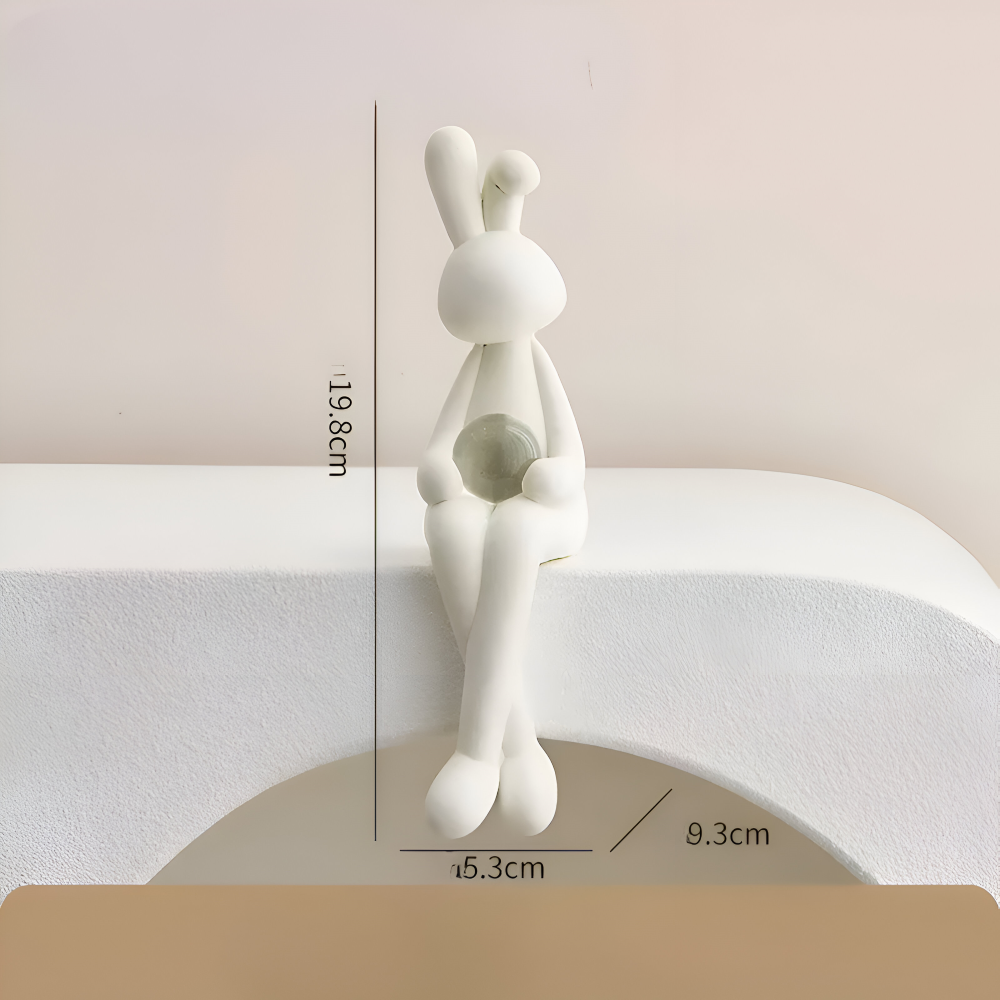 Zajączek wielkanocny figurka z kulą 19 do 22 cm – biała dekoracja z żywicy, 3 wzory