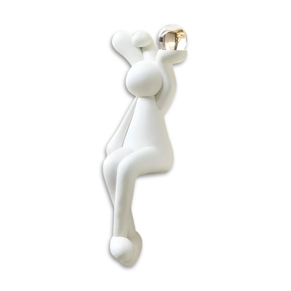 Zajączek wielkanocny figurka z kulą 19 do 22 cm – biała dekoracja z żywicy, 3 wzory