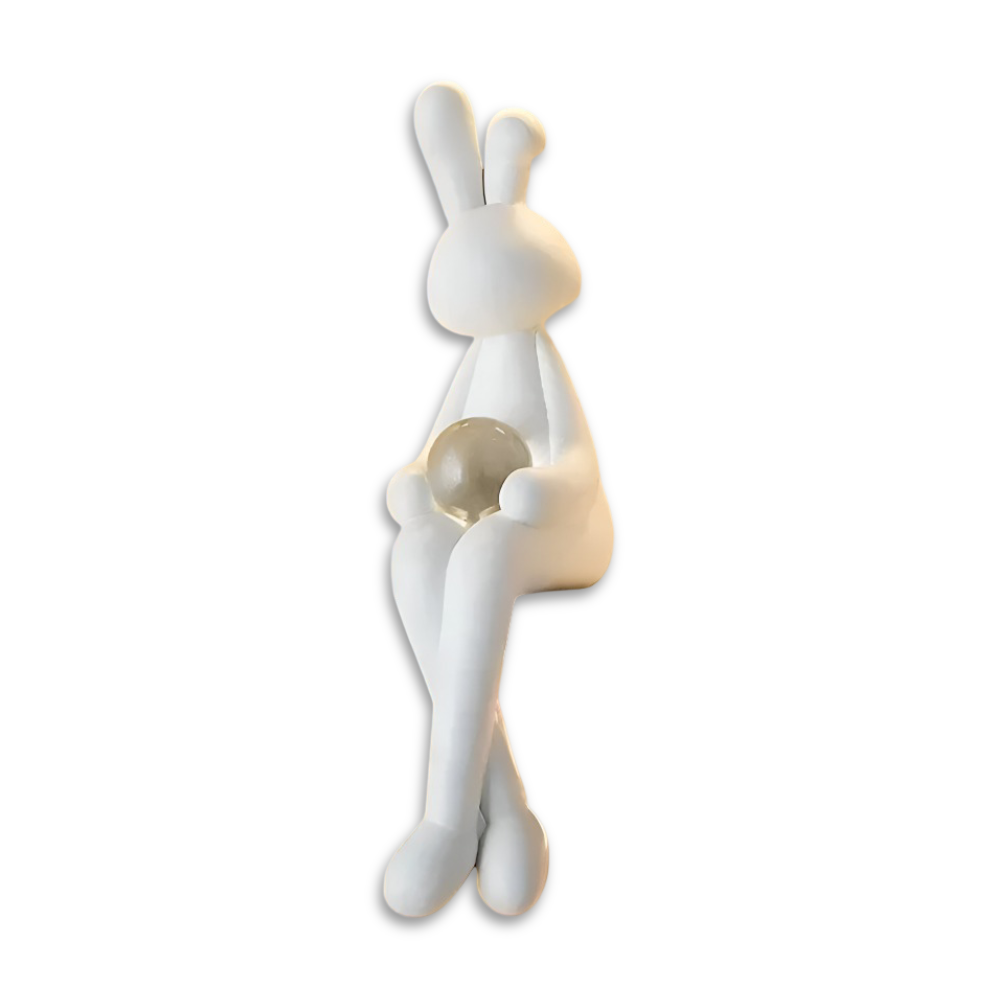 Zajączek wielkanocny figurka z kulą 19 do 22 cm – biała dekoracja z żywicy, 3 wzory