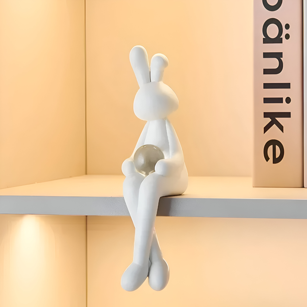 Zajączek wielkanocny figurka z kulą 19 do 22 cm – biała dekoracja z żywicy, 3 wzory
