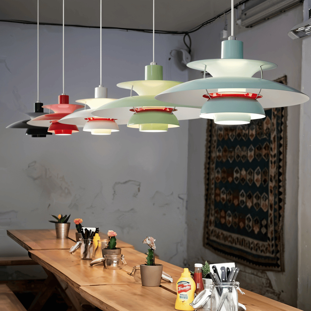 Skandynawska Metalowa Lampa Sufitowa - Klasyczna Wisząca w Ciepłym Stylu do Salonu i Kuchni - 7