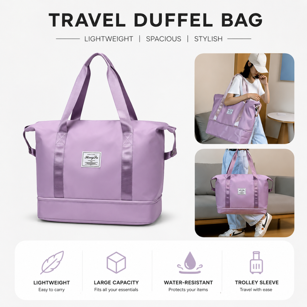 Składana Torba Podróżna Duffel z Materiału Oxford – Wodoodporna Torba Sportowa na Siłownię, Podróż i Weekend