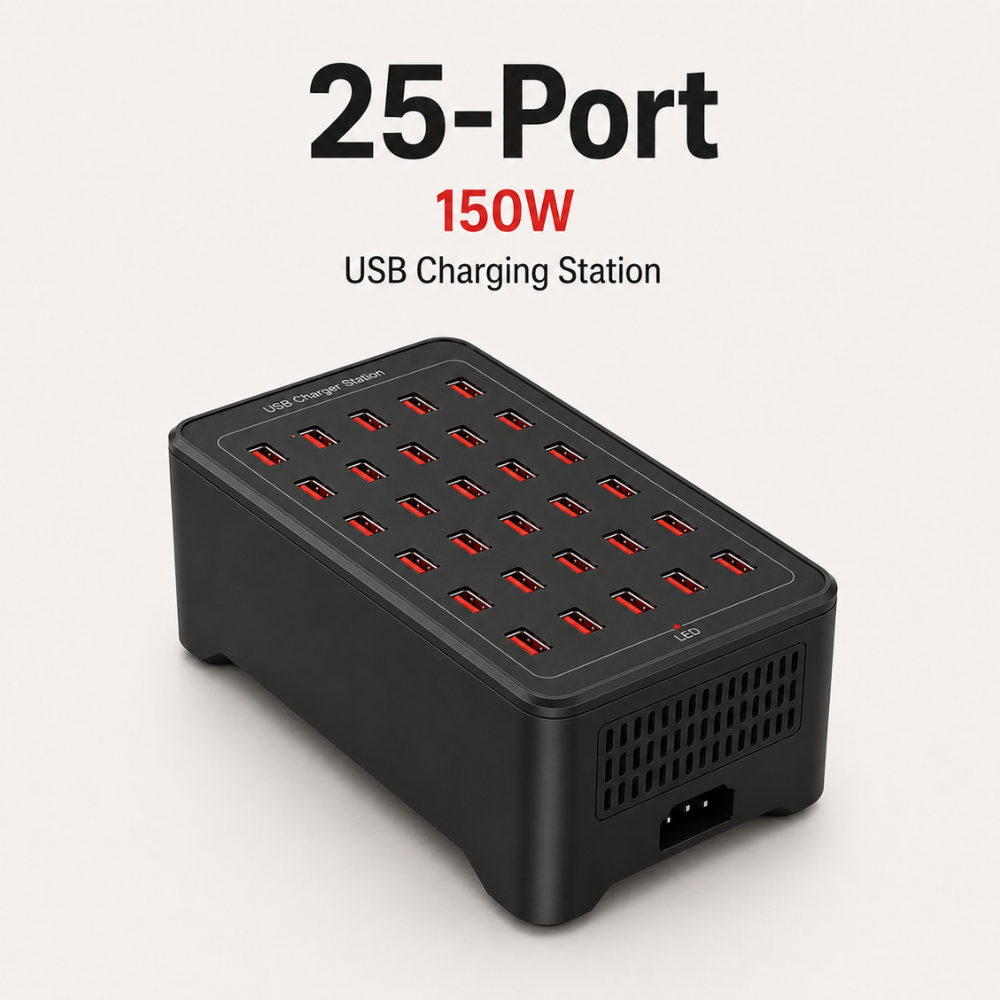 Stacja Ładowania USB 30 Portów – Wieloportowa Ładowarka 150W do Telefonów, Tabletów i Smartwatchy