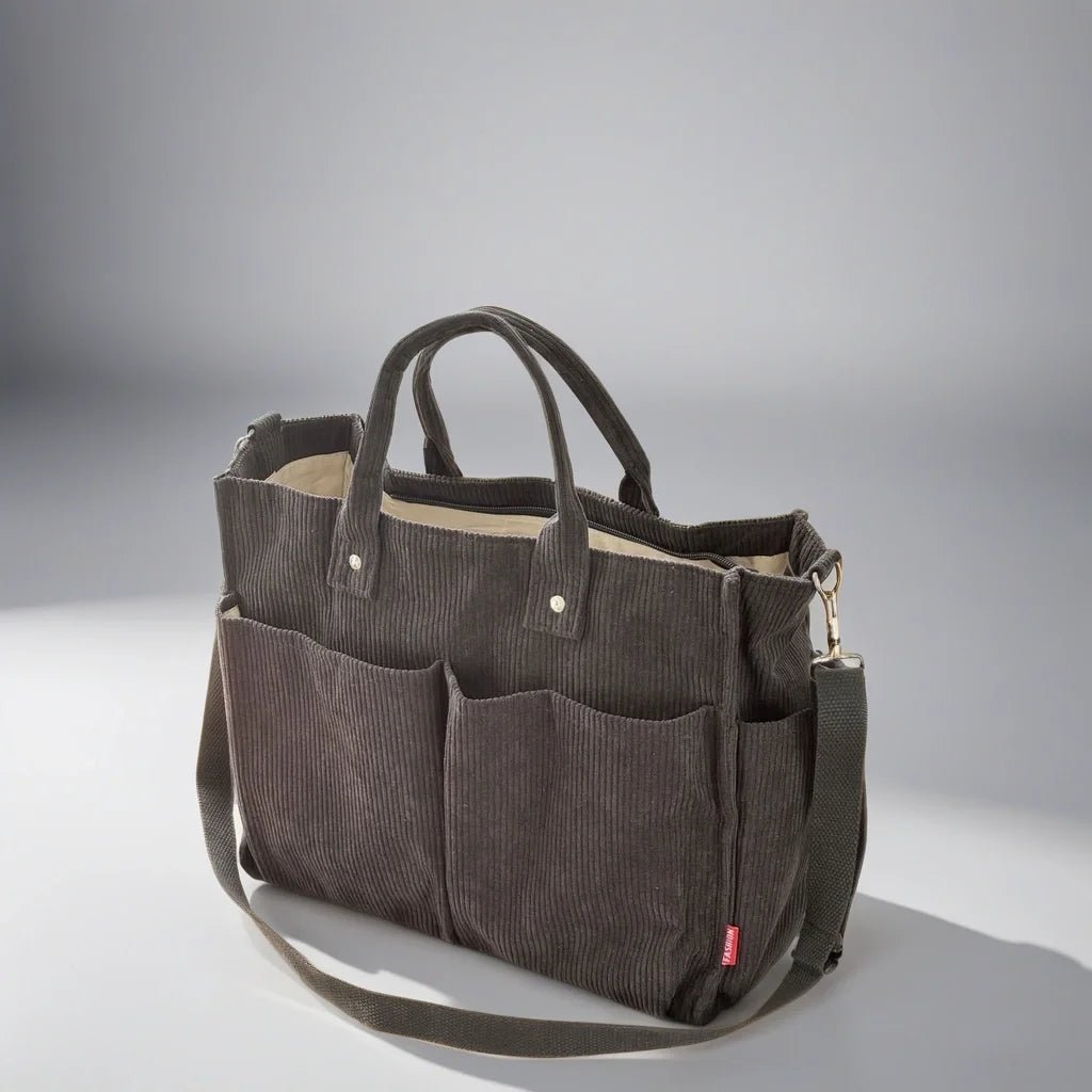 Stylowa Torba Męska na Ramię 32x28x12cm - Wytrzymały Sztruks Czarna na Co Dzień 0