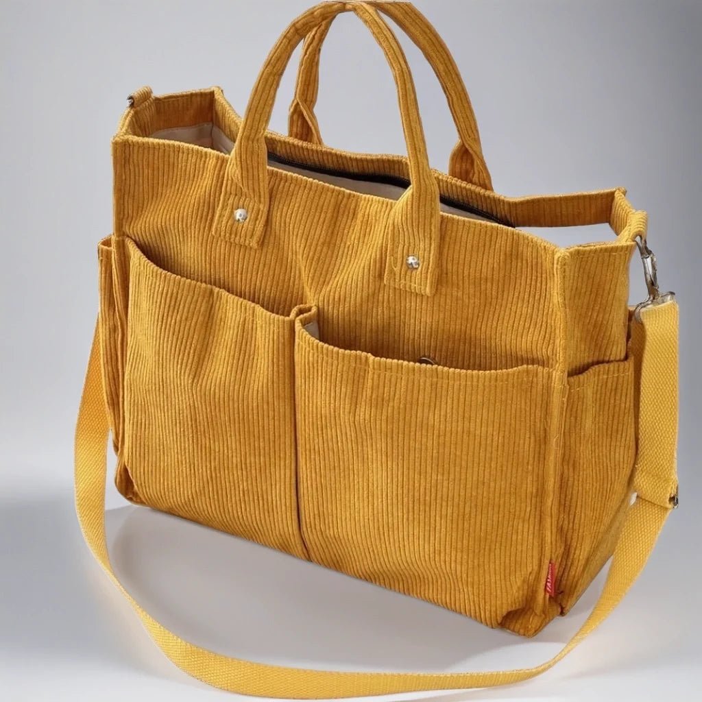 Stylowa Torba Męska na Ramię 32x28x12cm - Wytrzymały Sztruks Czarna na Co Dzień 5