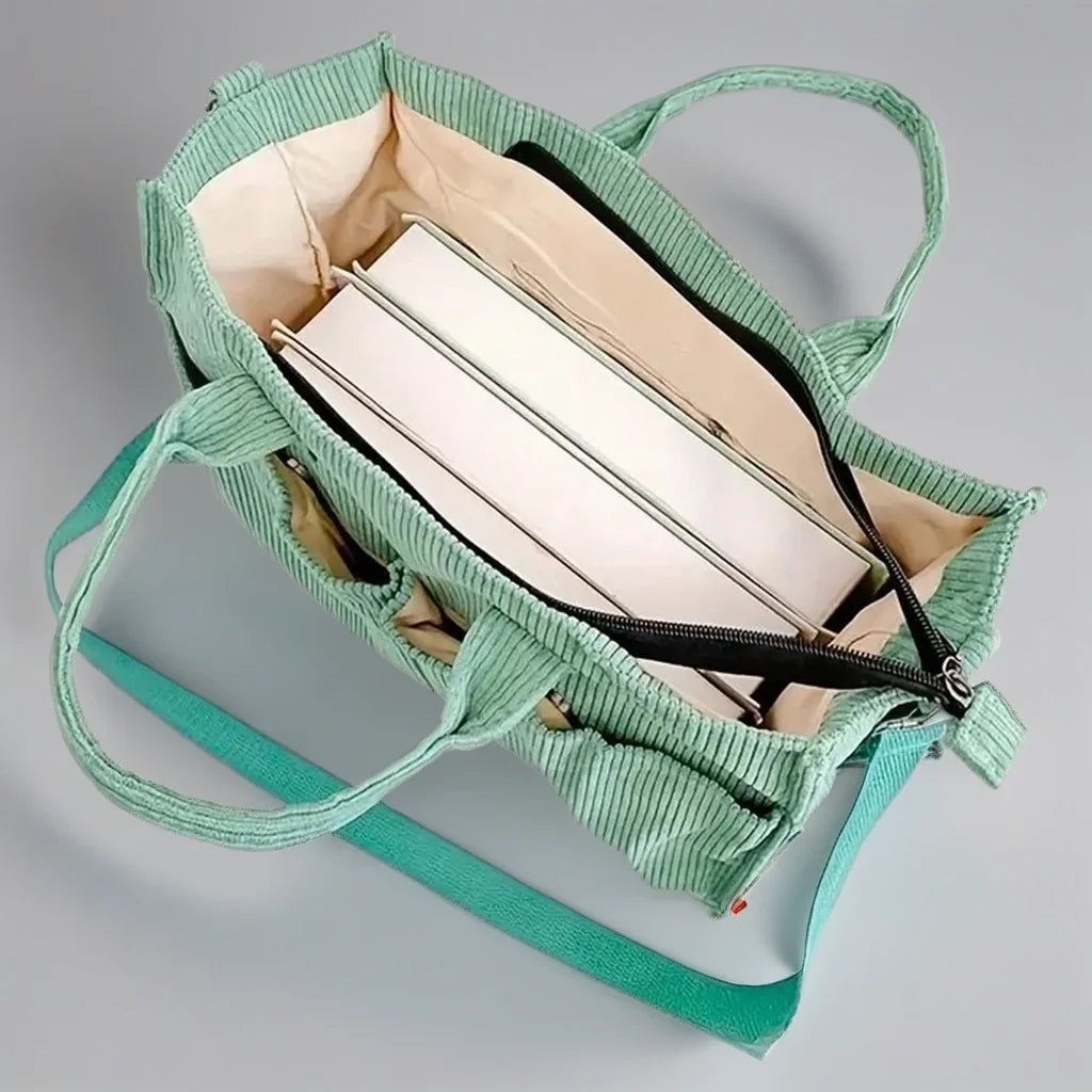 Stylowa Torba Męska na Ramię 32x28x12cm - Wytrzymały Sztruks Czarna na Co Dzień 7