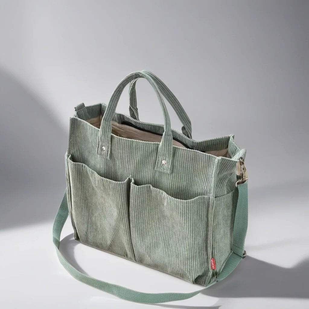 Stylowa Torba Męska na Ramię 32x28x12cm - Wytrzymały Sztruks Czarna na Co Dzień 8