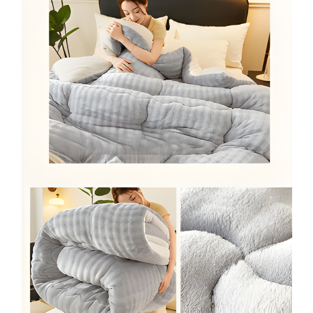 Kołdra zimowa w optyce baranka – gruba, ciepła kołdra do prania, 150x200 do 200x230 cm