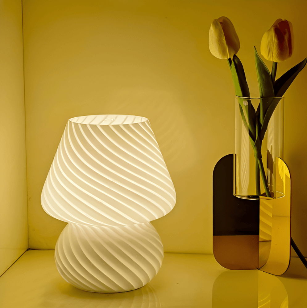 Vintage Inspired Glass Table Lamp - Handblown Mushroom Design for Living Room Decor 2