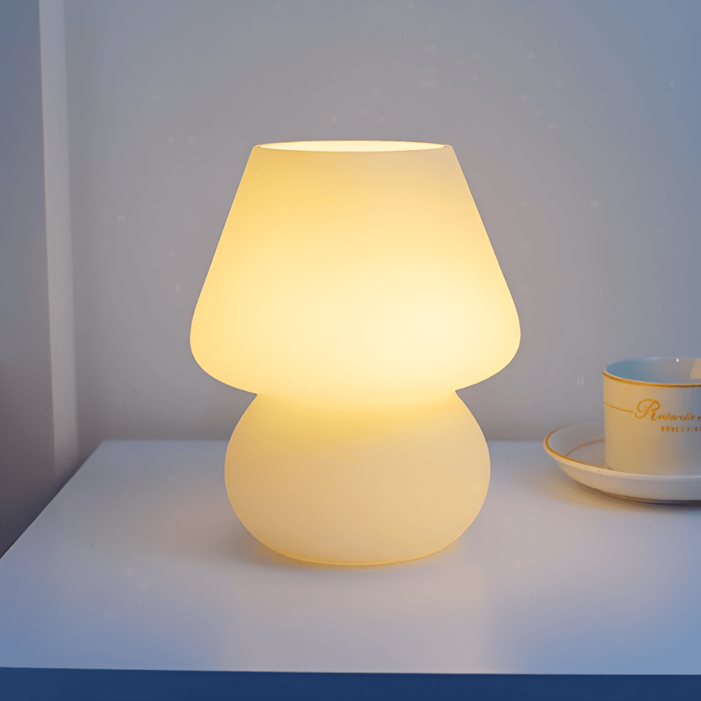 Vintage Inspired Glass Table Lamp - Handblown Mushroom Design for Living Room Decor 5