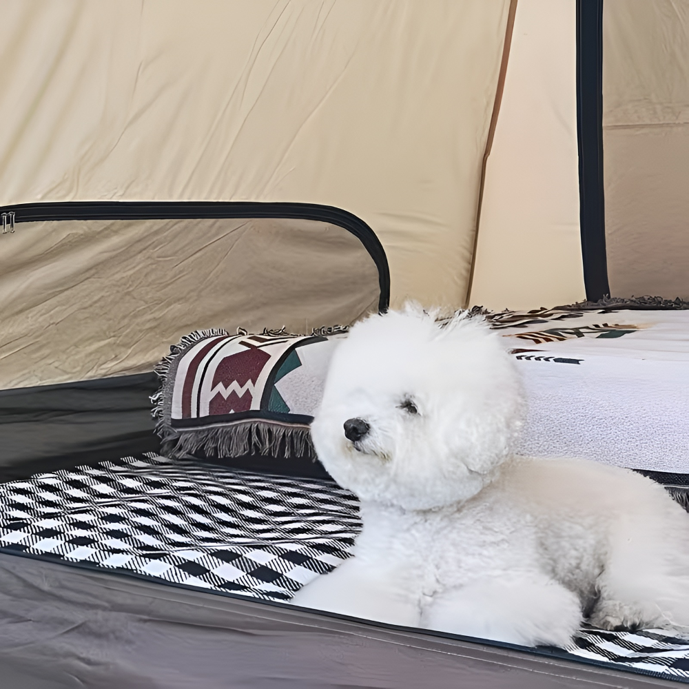 Wodoodporny koc piknikowy 200x200 cm – XXL, pikowany koc plażowy, składany z uchwytem do przenoszenia, w kratkę i nadający się do prania 4