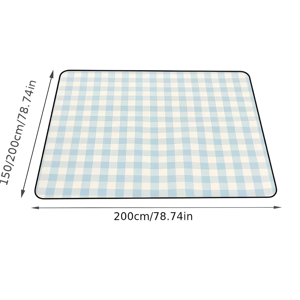 Wodoodporny koc piknikowy 200x200 cm – XXL, pikowany koc plażowy, składany z uchwytem do przenoszenia, w kratkę i nadający się do prania 6
