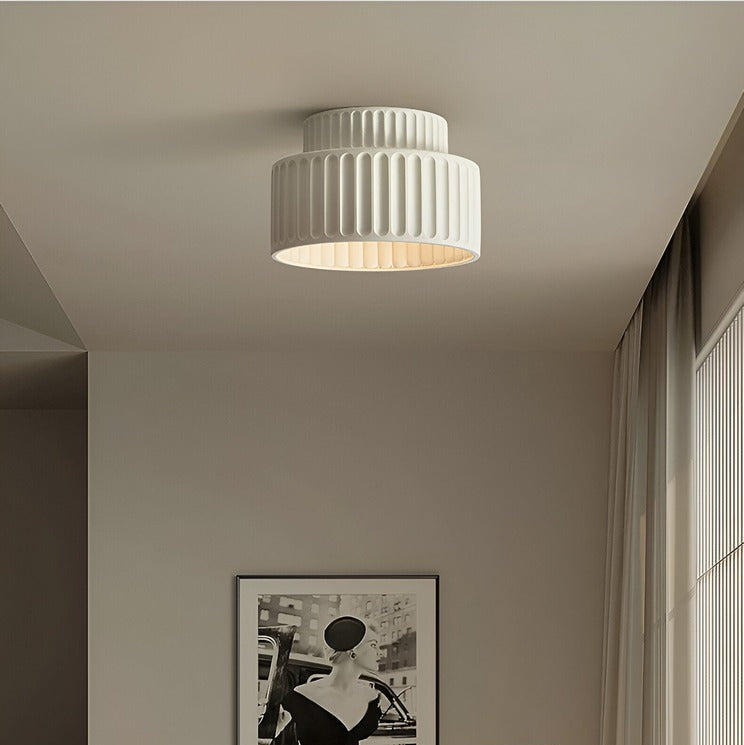 Żebrowana biała lampa sufitowa z żywicy - wpuszczana lampa sufitowa z krawędzią z żywicy 2