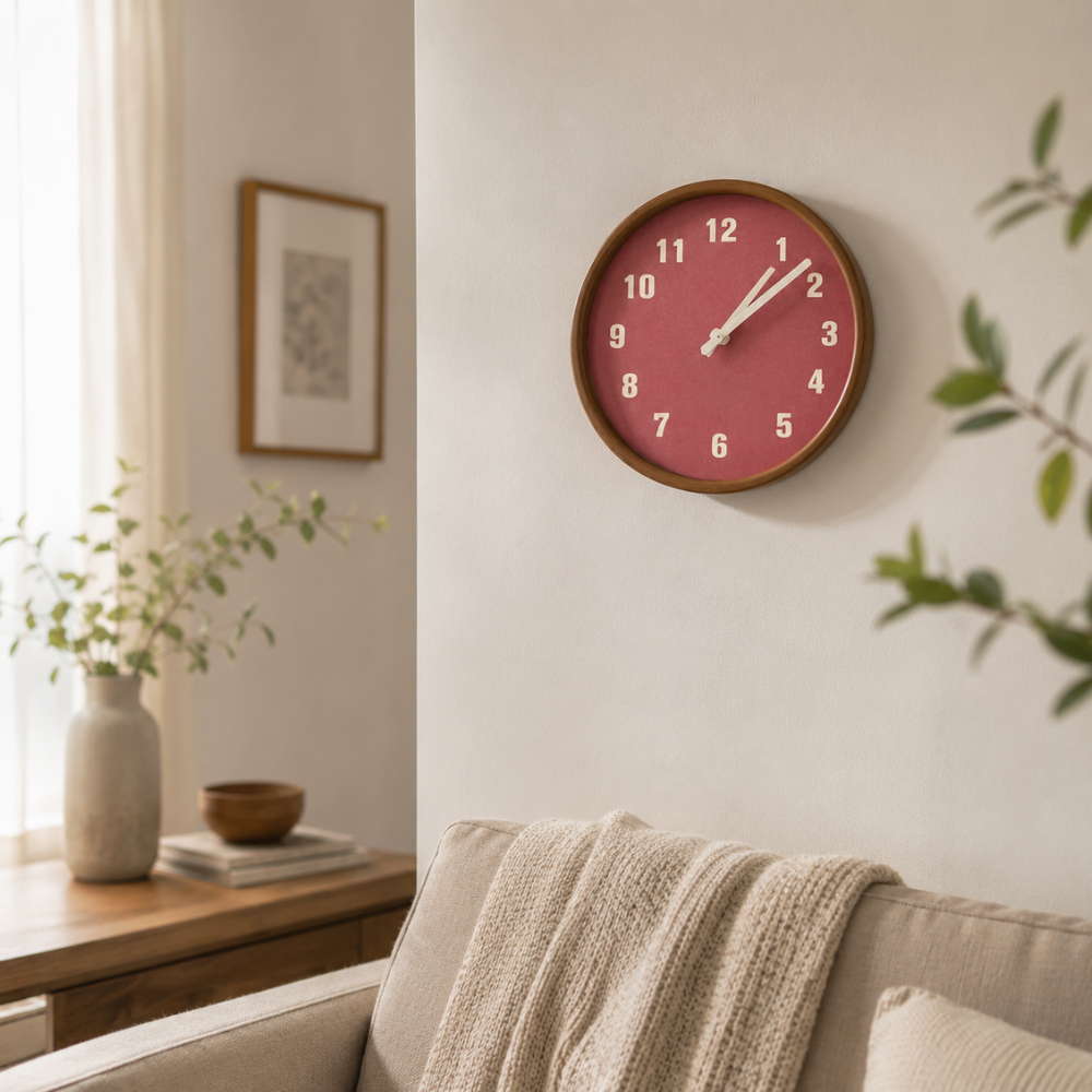 Zegar ścienny Nordic 30 cm – Cichy, okrągły zegar w kolorze drewna do salonu, sypialni i biura 6