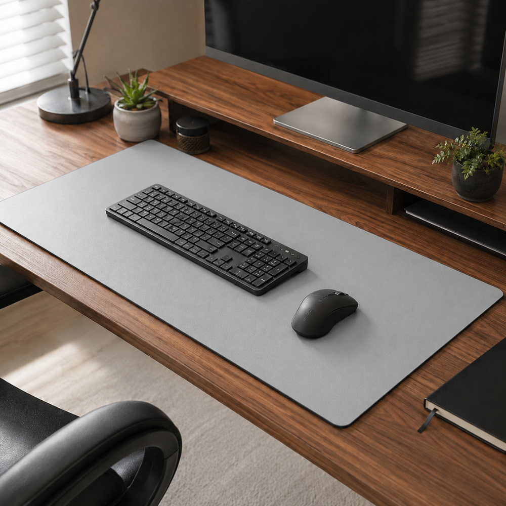 Zestaw 2 dużych podkładek na biurko i podkładek pod mysz 90 × 40 cm – minimalistyczne, antypoślizgowe podkładki na biurko z obszytym brzegiem do biura, biura domowego i gier 1