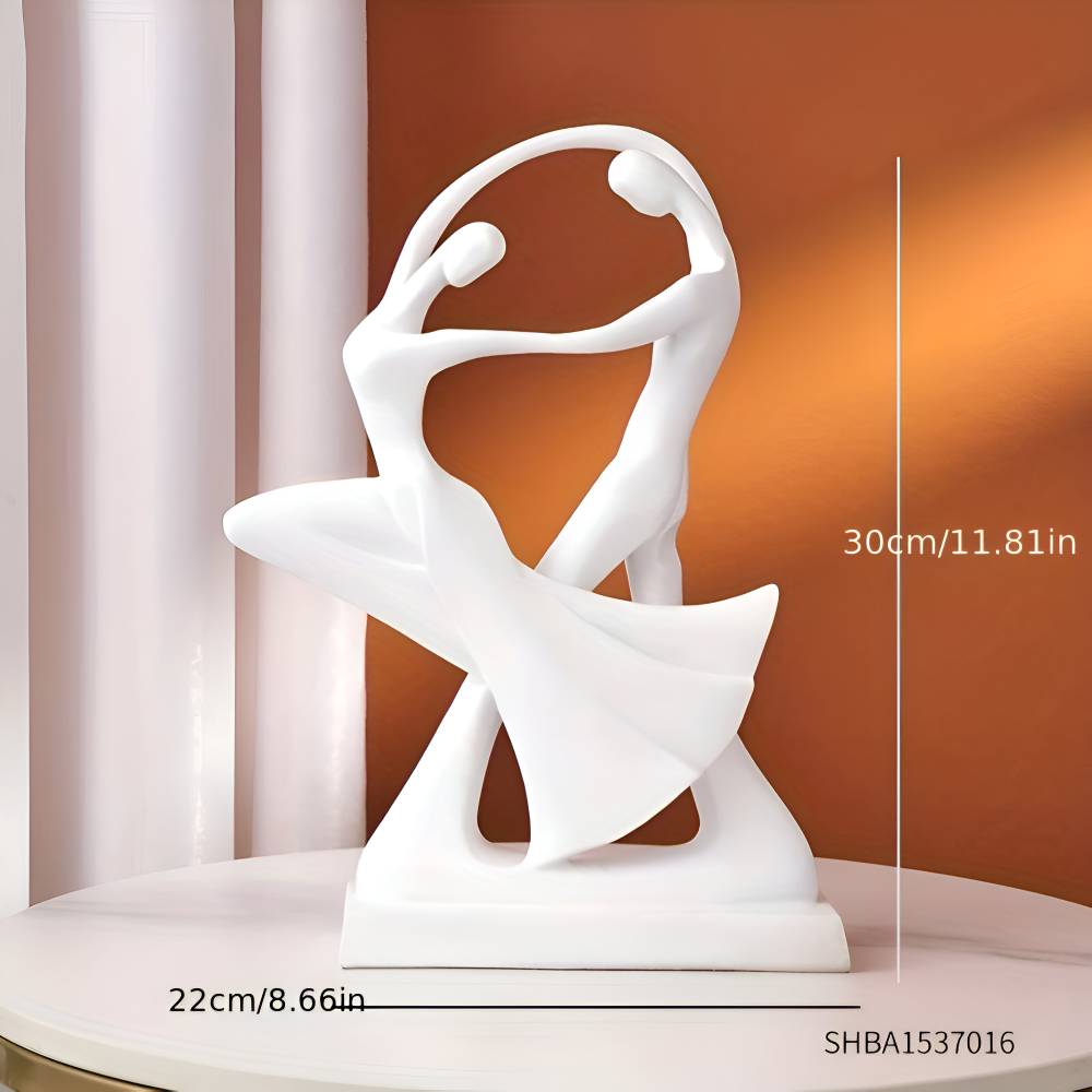 Wymiary białej figurki tancerzy: 30 cm wysokości i 22 cm szerokości
