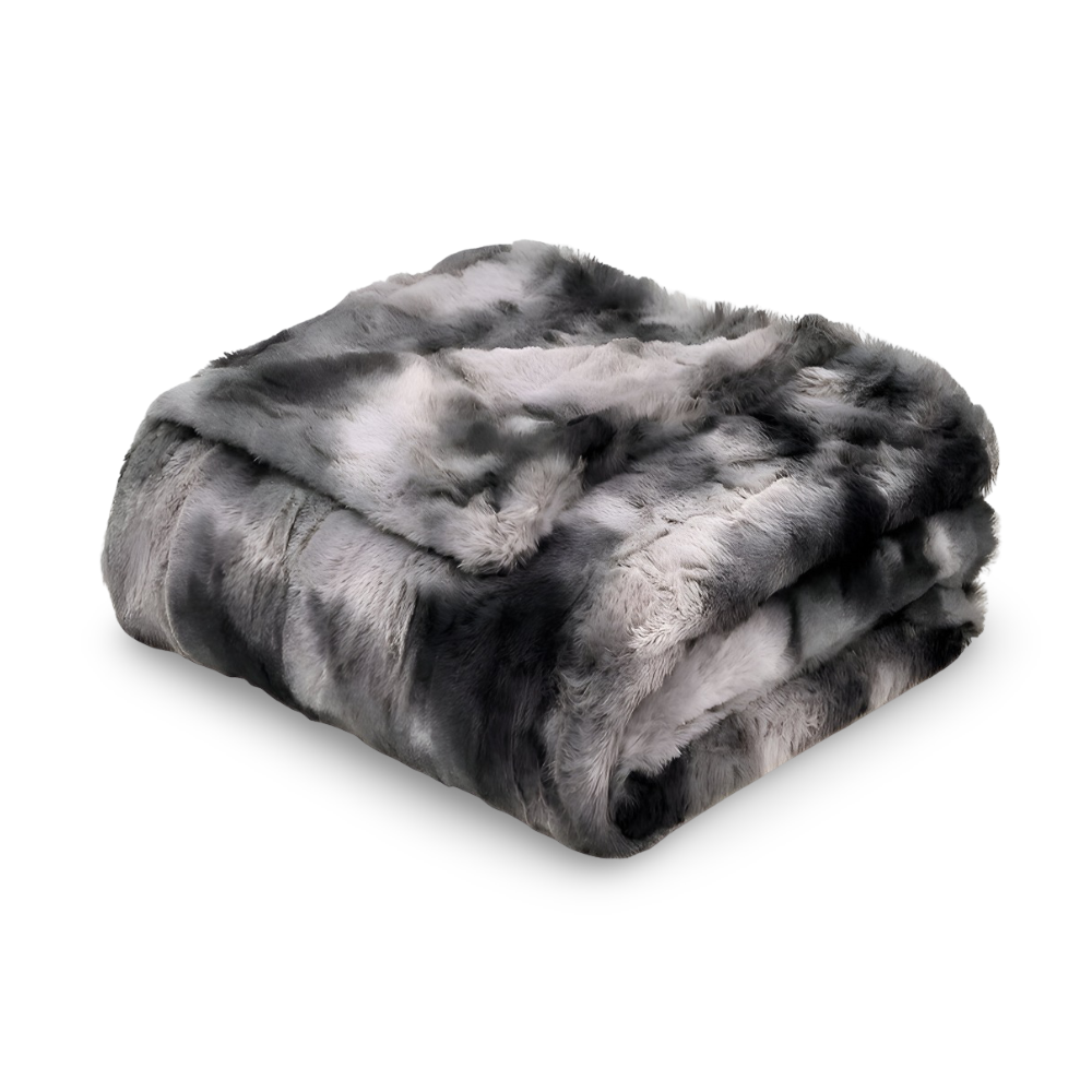 Złożony ciemnoszary koc polarowy tie-dye