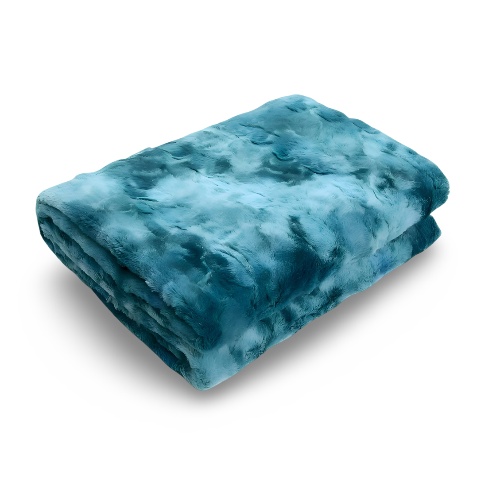 Złożony niebieski koc polarowy tie-dye