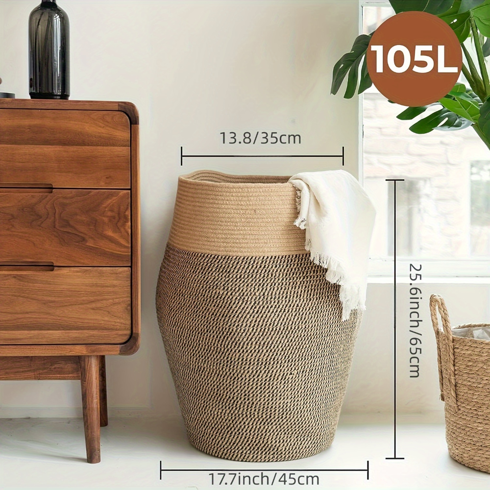 Wymiary kosza na pranie: wysokość 65 cm, podstawa 45 cm, otwór 35 cm