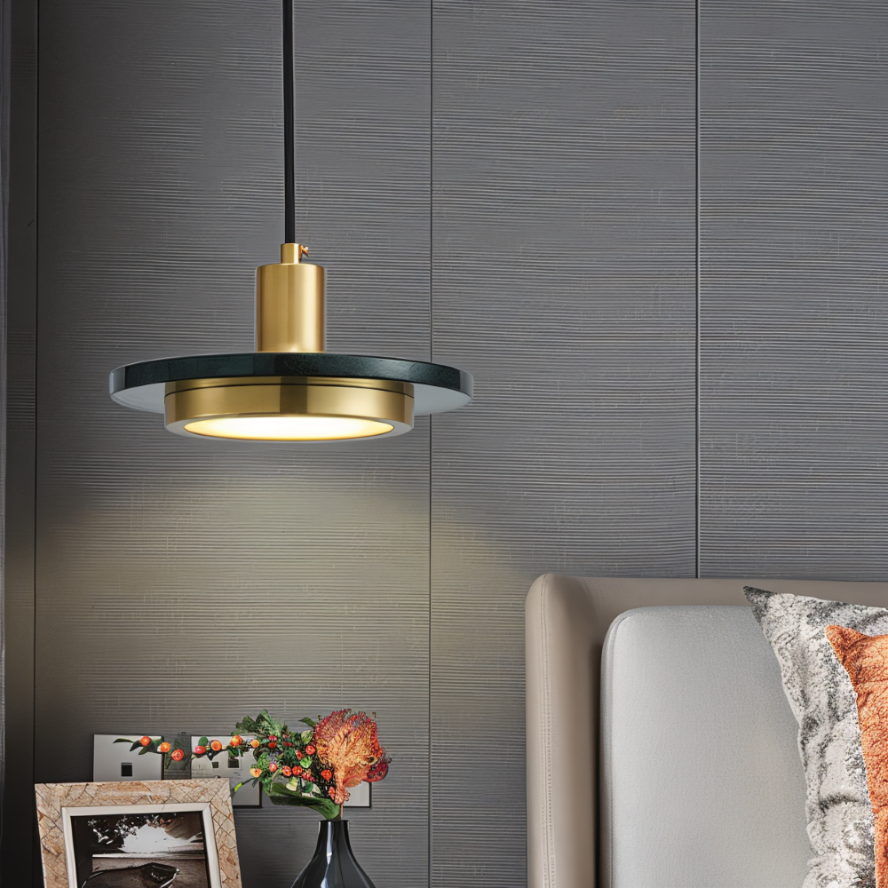 Lampa wisząca nad stół LED z marmurem – zdjęcie 1