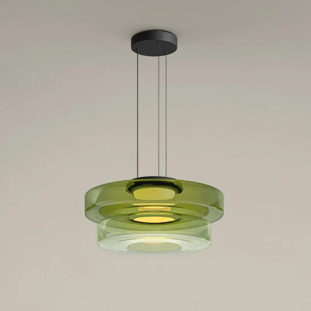 Zielona lampa wisząca z dwoma kloszami