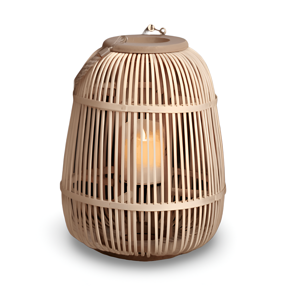 Owalny lampion rattanowy 30 cm ze świecą LED