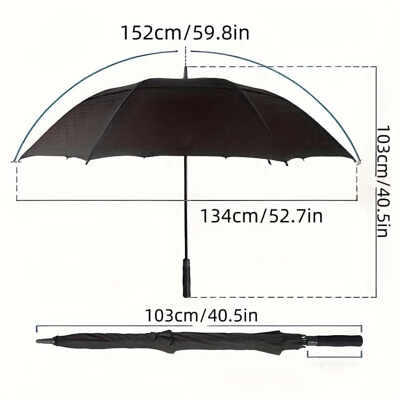 Wymiary parasola: średnica 134 cm, łuk 152 cm, wysokość 103 cm