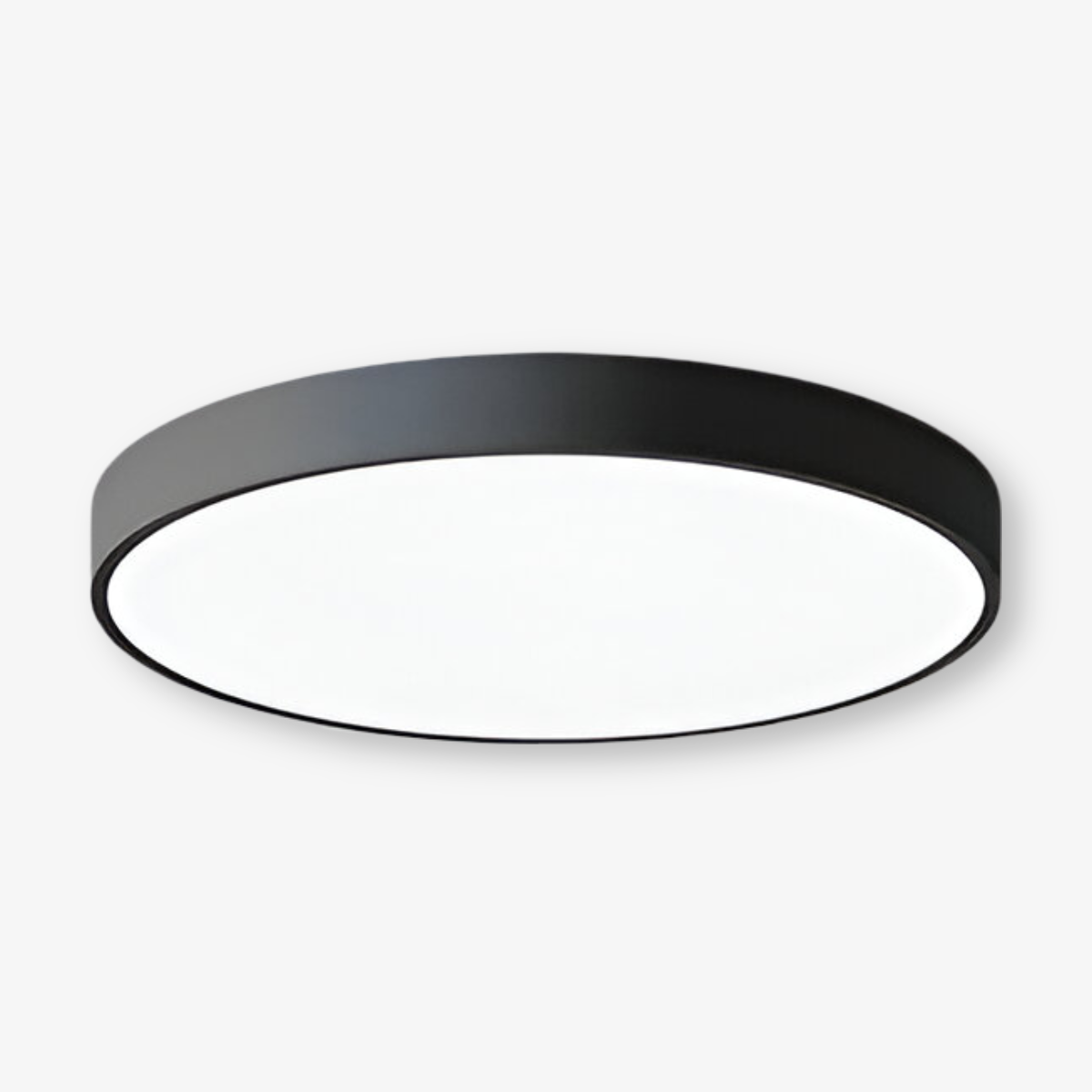 Okrągły plafon sufitowy LED w kolorze czarnym, widok pod kątem