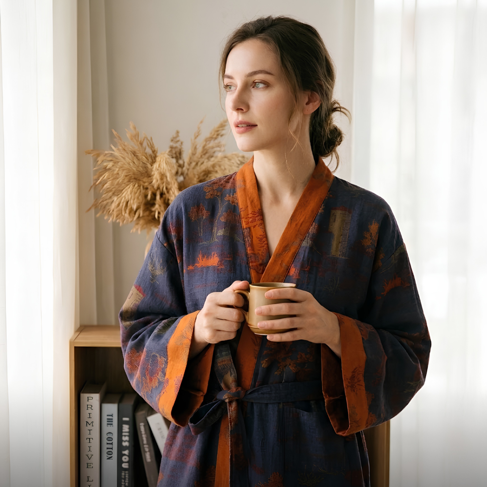 Szlafrok kimono z dekoltem V